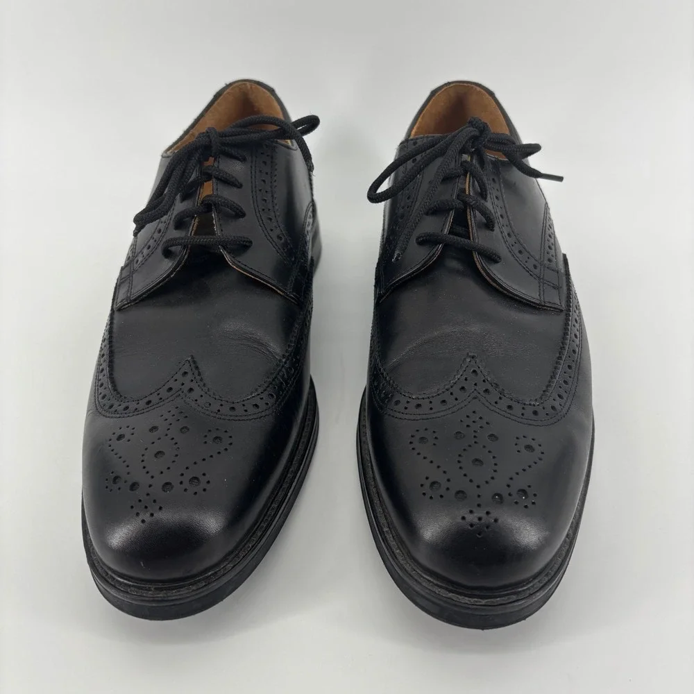 Charles Tyrwhitt Mens Wingtip Derby Shoes 10 Black‎ Leather Brogue SHC0090BLK